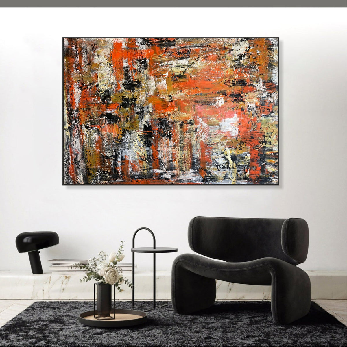 Abstract Orange Oil Painting On Canvas Original Colorful Textured ...