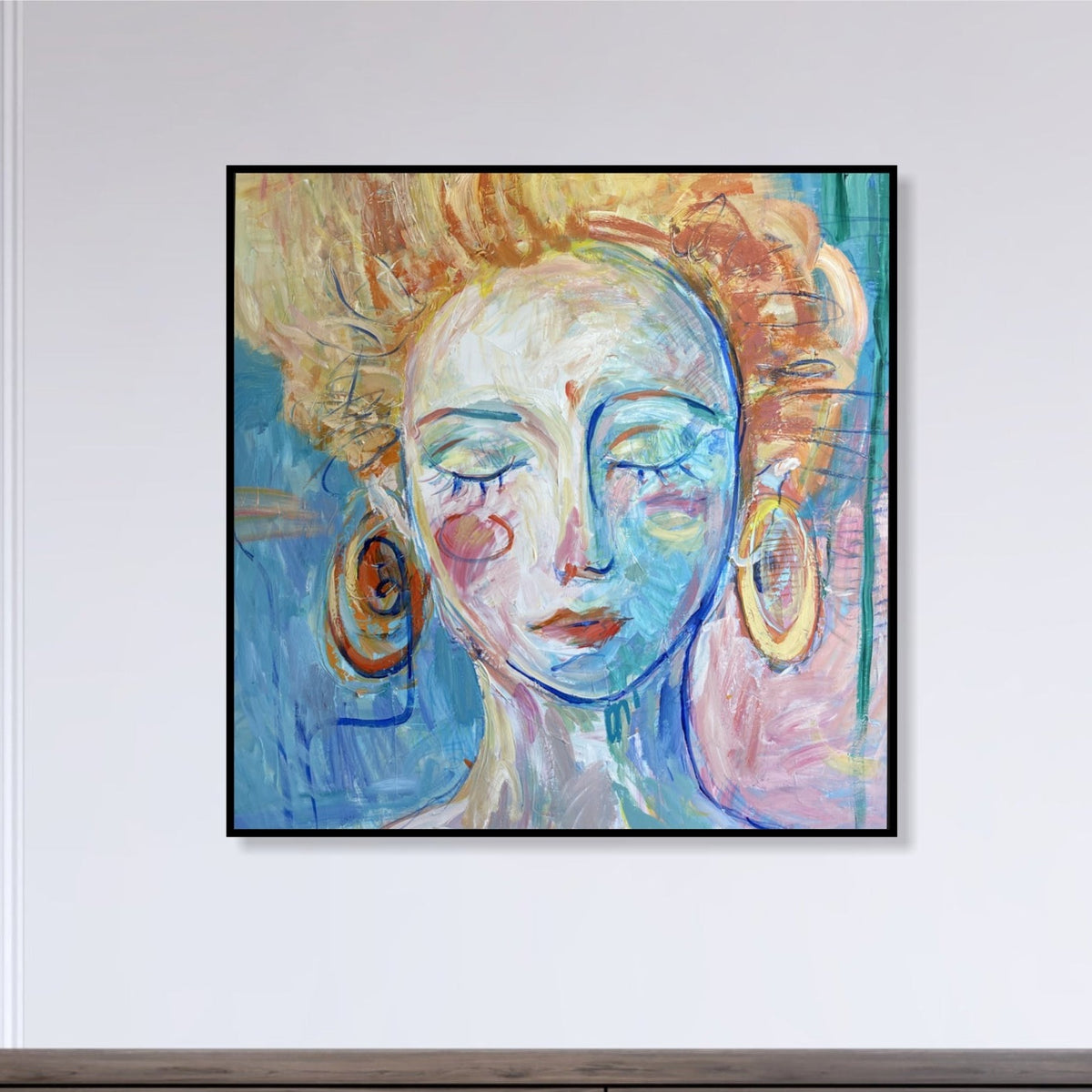 Original Female Oil Portrait Abstract Woman Painting On Canvas Colorful ...