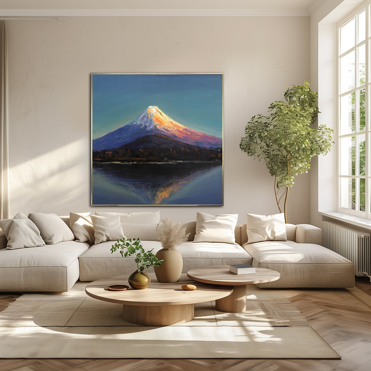 絵画 Mountain glow Mount Fuji wall art, black friday sale, original painting, custom