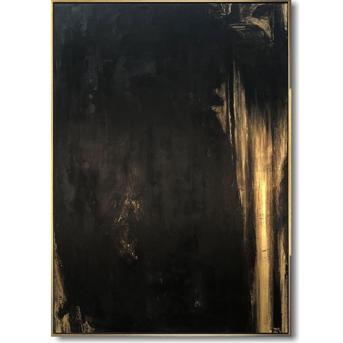 Large Original Wall Art Black Painting Gold Leaf Artwork Black Wall Art ...