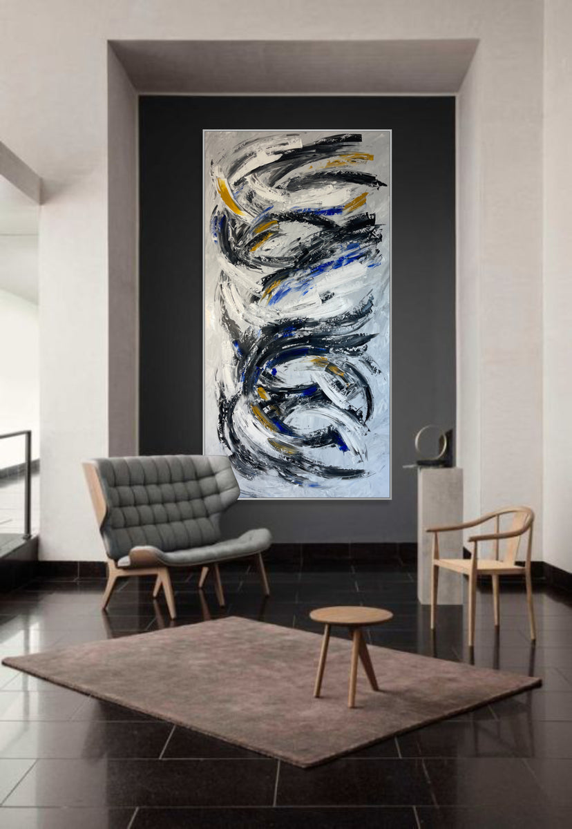 Extra Large Wall Art Abstract Painting Black And White Painting ...
