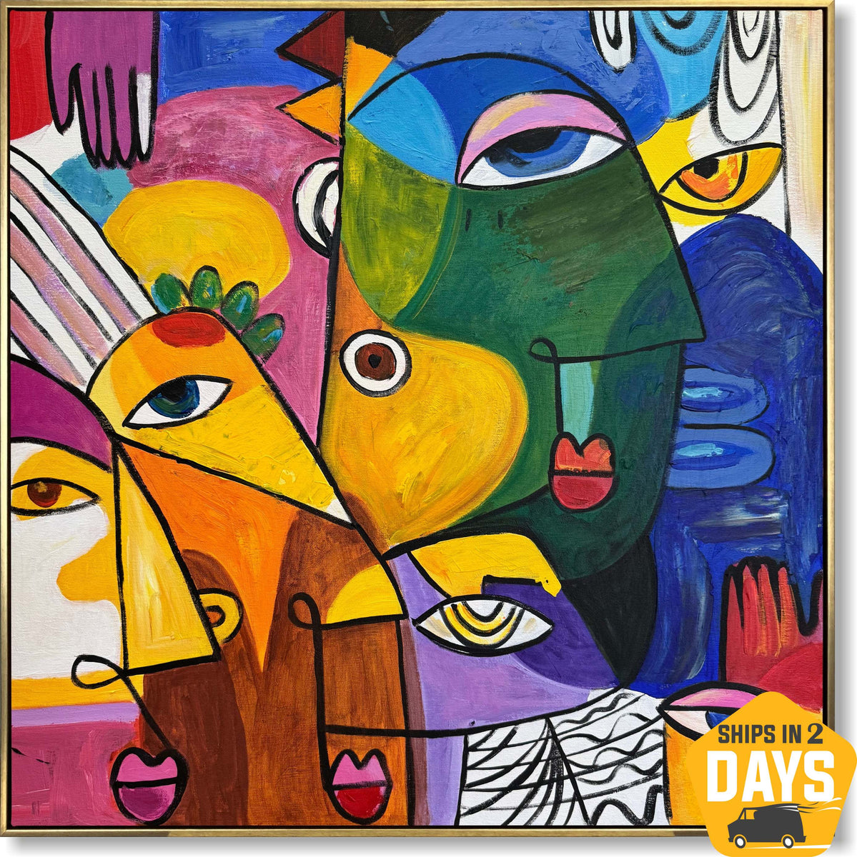 Colorful Abstract Face Painting Bold Cubist Art Multicolor Geometric ...