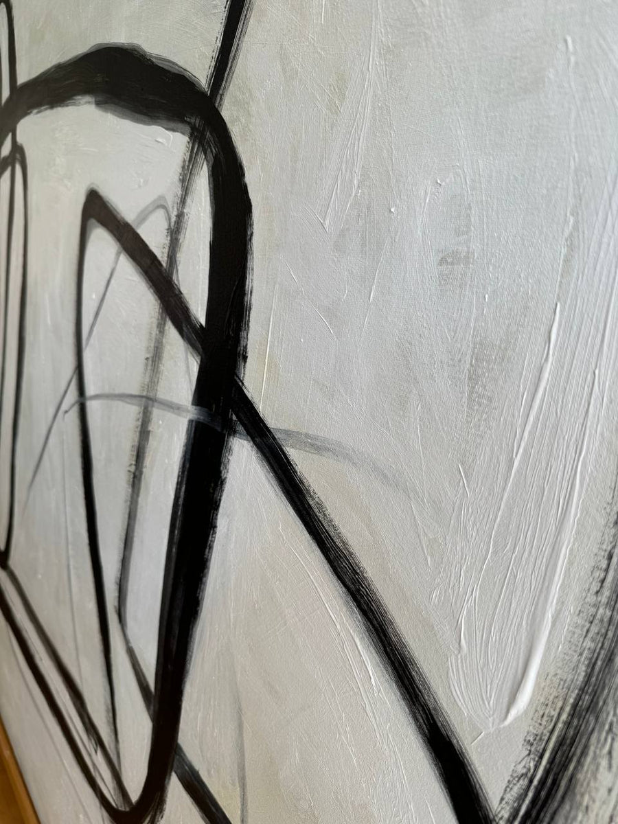 Original Abstract Black and White Paintings On Canvas Modern Geometric ...