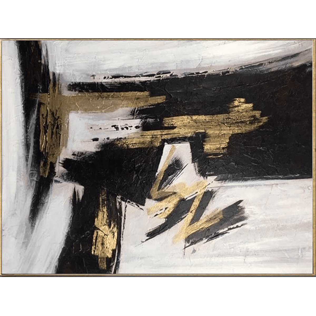 Large Abstract Black And White Oil Painting On Canvas Modern Fine Art