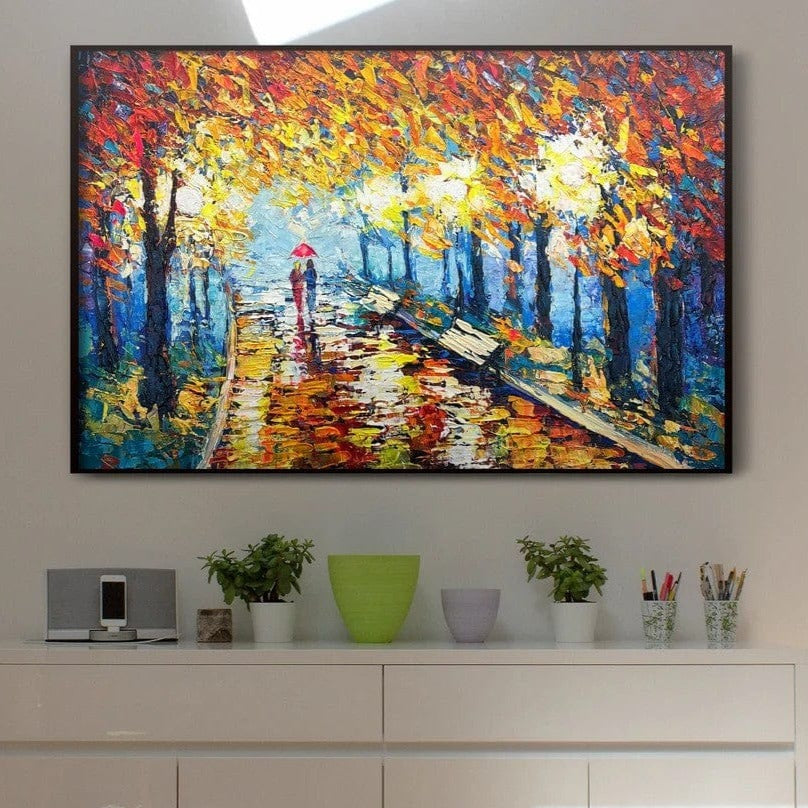Large Trees Oil Painting On Canvas Boho Wall Decor Autumn Forest ...
