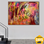 Abstract Colorful Acrylic Painting Original Love Wall Hanging Artwork Decor for Living Room | LOVE GRAFFITI 60"x80"