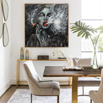 Original Smoking Woman Oil Painting Abstract Female Wall Art Modern Sexy Artwork Decor for Home | THE SMOKE
