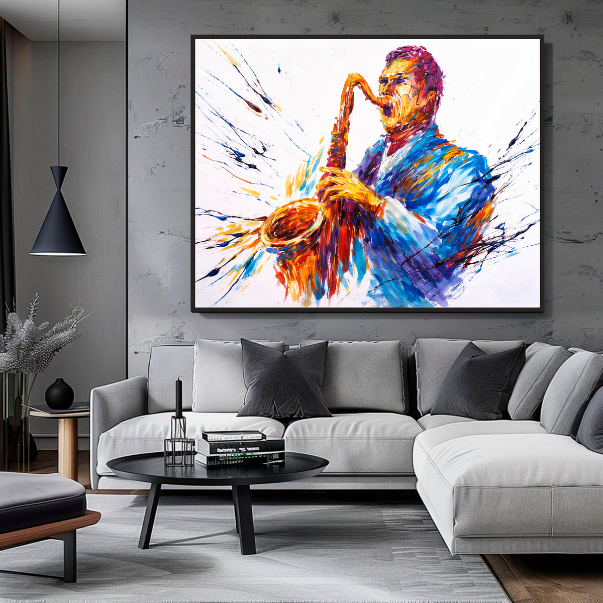 Trend Sax Original Saxophone Player Paintings On Canvas Modern Saxophone Player ...