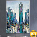 New York City Wall Art Colorful Abstract Cityscape Painting Modern Painting Original Fine Art Painting Texture Painting | AVENUE REVERIE 39.4x27.5"