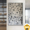 Grey And Black Numbers Art Unique Painting On Canvas Oil Creative Painting Frame Painting Hand Painted Artwork Office Painting | FALLING NUMBERS 54x36"