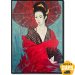 GEISHA WITH UMBRELLA 64"x48"