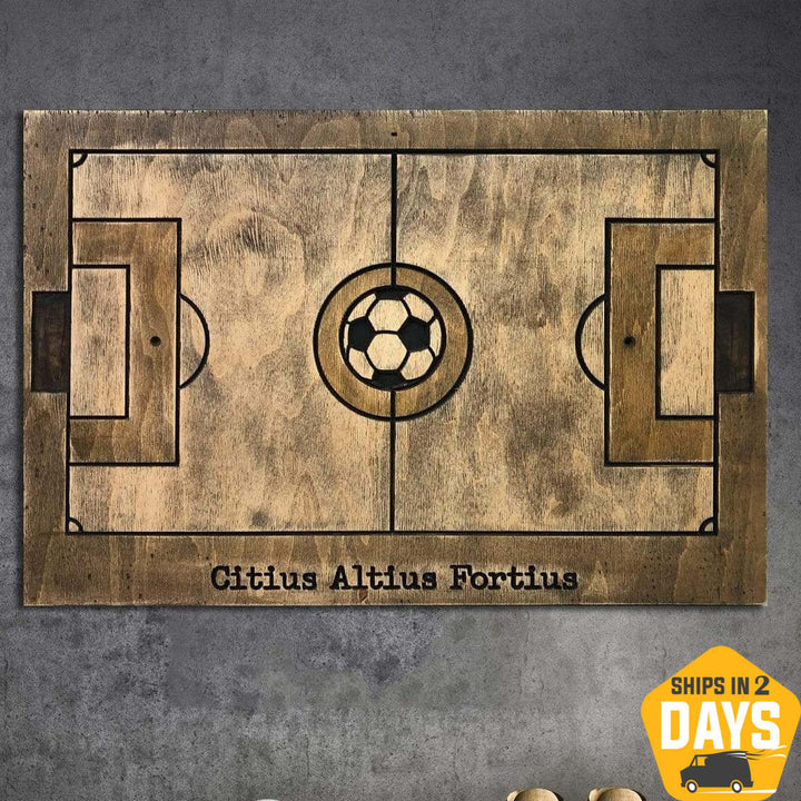 Football Pitch Carved On Wood Wall Art Football Field Art Sports Wooden Art Creative Gift for Sportsman Wall Hanging Decor | WOODEN FOOTBALL PITCH - Trend Gallery Art | Original Abstract Paintings