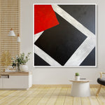 Original Geometric Figures Oil Painting Modern Tricolor Artwork Abstract Wall Art Decor for Bedroom | OBJECTION