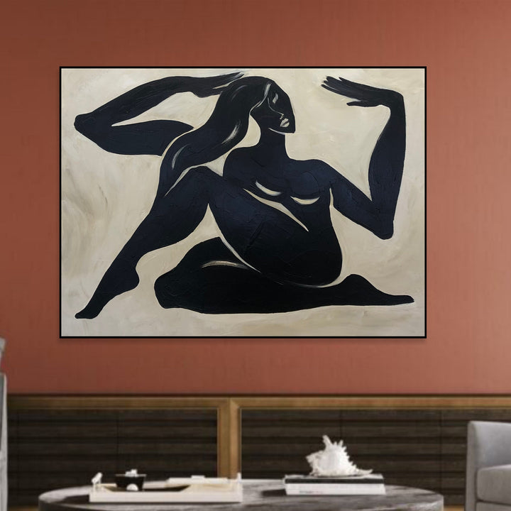 Greek Woman Acrylic Painting Modern Black And White Wall Art Abstract Greek Athlete Artwork for Office | GREEK ATHLETE