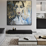 Abstract Female Custom Oil Portrait Original Woman Modern Wall Art Colorful Artwork Decor for Home | PENSIVE JACQUELINE