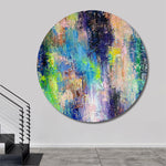 Round Colorful Acrylic Painting On Canvas Textured Wall Art Abstract Decor for Bedroom | COLOR NOISE