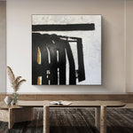 Abstract Black Figures Painting On Canvas Original Wall Hanging Artwork Modern Decor For Home | BLACK TUNNEL