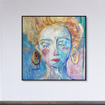 Original Female Oil Portrait Abstract Woman Painting On Canvas Colorful Modern Wall Art Decor | DROWSY MARY