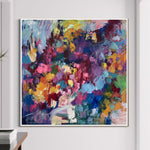 Abstract Colorful Acrylic Painting On Canvas Original Textured Wall Art Modern Artwork for Decor | FLOWER MEADOW