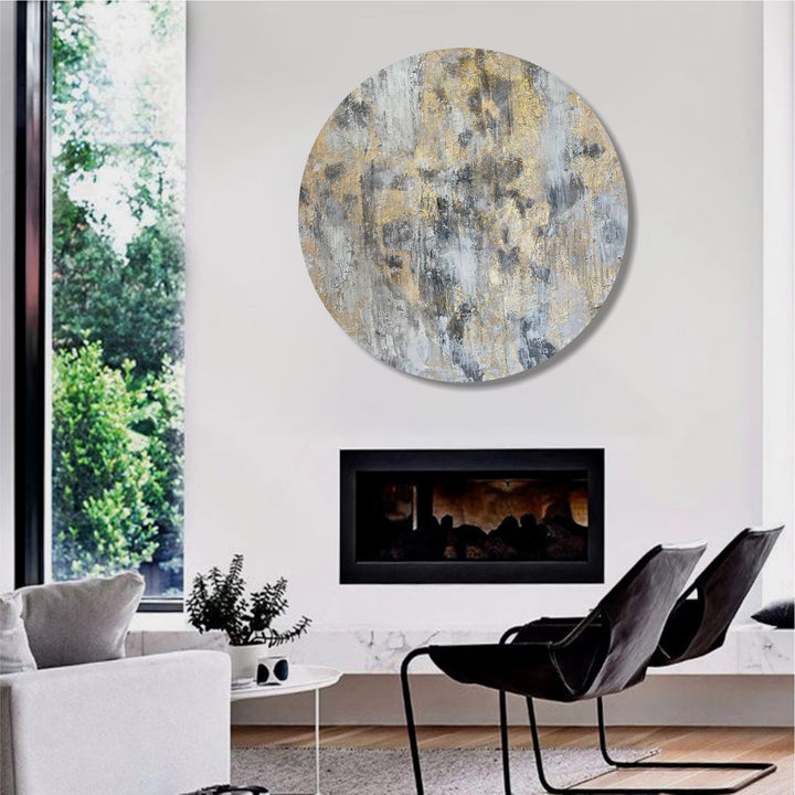 Abstract Aesthetic Wall Hanging Oil Painting Original Round Artwork Decor for Home | SOFT METAL