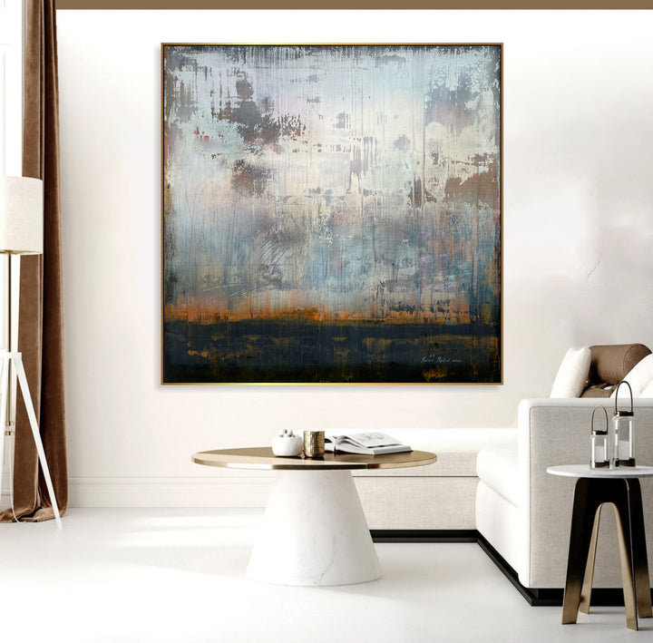 Landscape Paintings Acrylic Grey and Black Art On Canvas Abstract Paintings Original Unique Abstract Painting Creative Home Decor Minimalist Art | DEPTH OF NATURE 342 39.3X39.3"