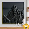 Textured Abstract Mountain Landscape High Contrast Nature Inspired Painting Dark Tones Palette Knife Painting Unique Wall Art | NOIR PEAKS 11.8x11.8"