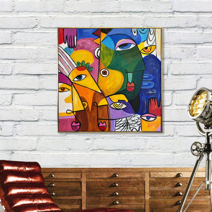 GEOMETRIC FACES 26"x26"