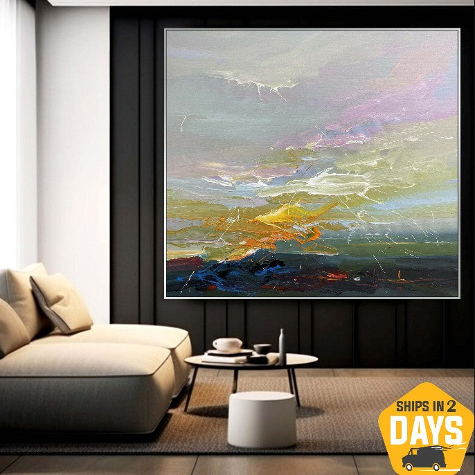 Wall Large Canvas Art Hand Art Acrylic Painting Original Oil Minimalist Abstract Painting Modern Paintings Living Room Unique Painting | DEPTH OF NATURE 320 39.3X39.3"