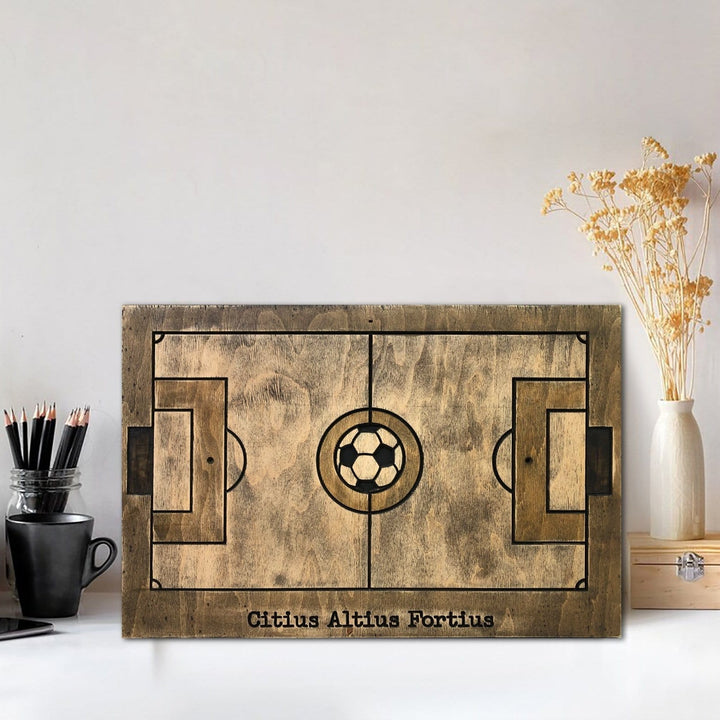 Football Pitch Carved On Wood Wall Art Football Field Art Sports Wooden Art Creative Gift for Sportsman Wall Hanging Decor | WOODEN FOOTBALL PITCH - Trend Gallery Art | Original Abstract Paintings