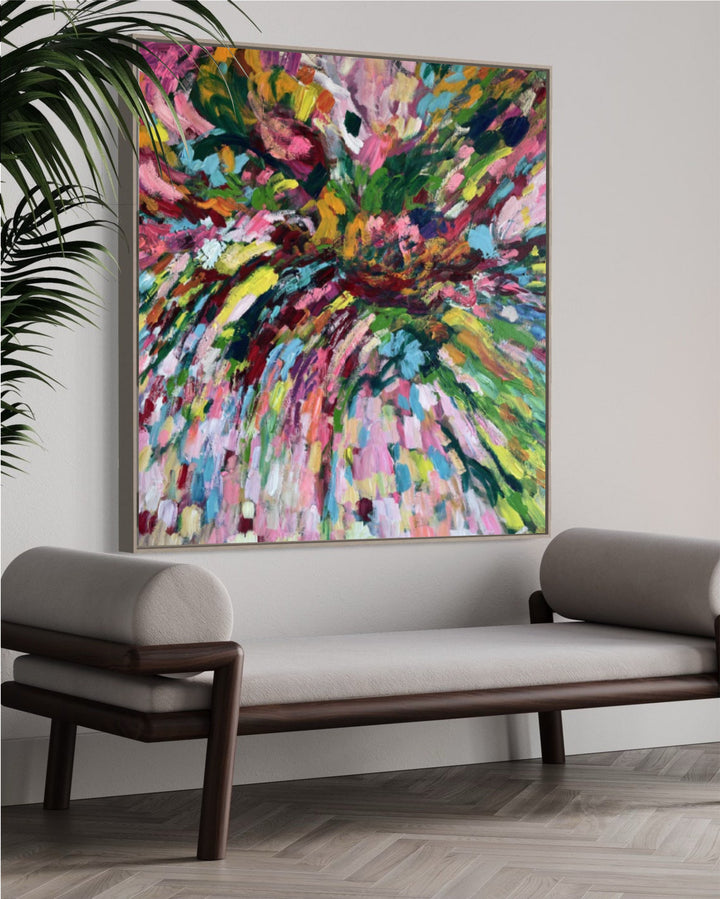 Colorful Acrylic Painting Textured Wall Art Original Wall Hanging Artwork Abstract Decor for Home | COLOR EXPLOSION 40"x40"