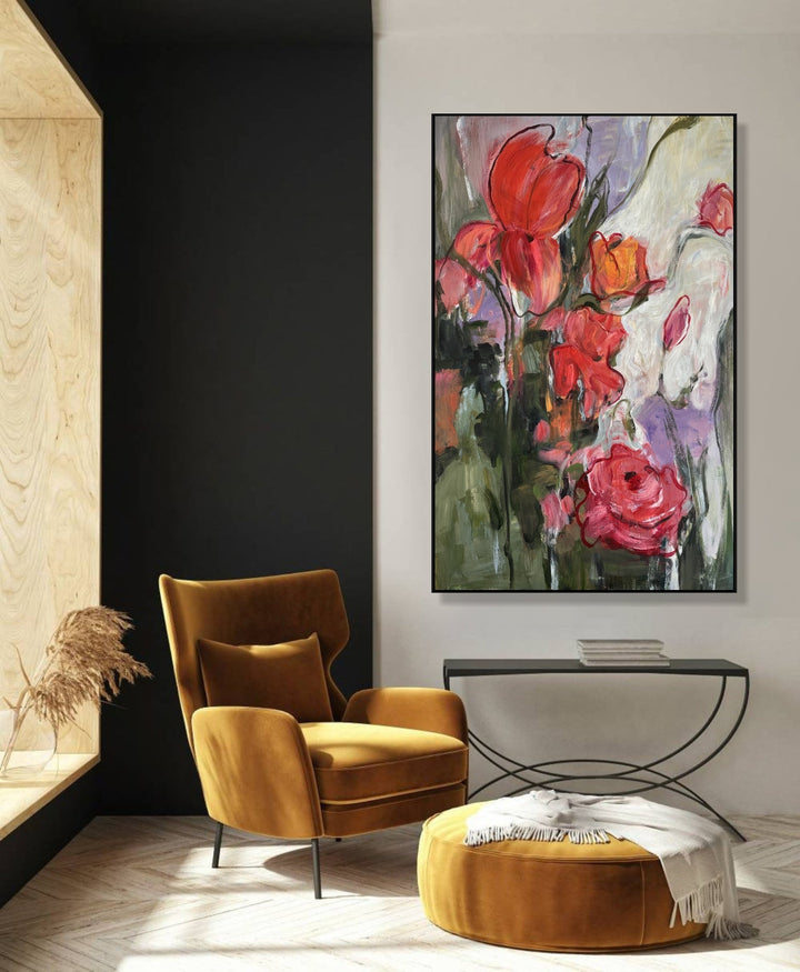 CRIMSON BLOOMS 54"x36"