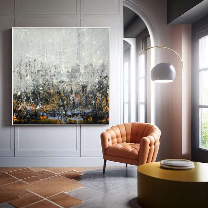 Abstract Canvas Painting Contemporary Art Acrylic Painting Modern Wall Art Framed Texture Painting Unique Wall Art | ASSOCIATION 266 47x45"