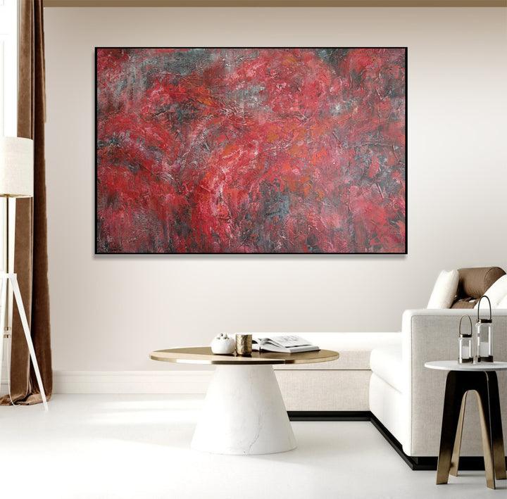 Abstract Red Oil Painting Colorful Wall Hanging Artwork Original Modern Wall Art Decor for Home | RED RIVER