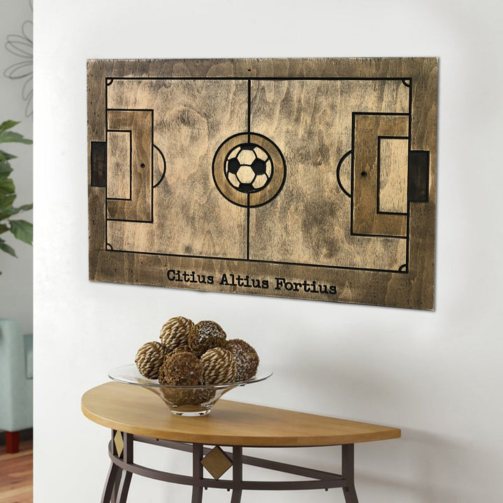 Football Pitch Carved On Wood Wall Art Football Field Art Sports Wooden Art Creative Gift for Sportsman Wall Hanging Decor | WOODEN FOOTBALL PITCH - Trend Gallery Art | Original Abstract Paintings