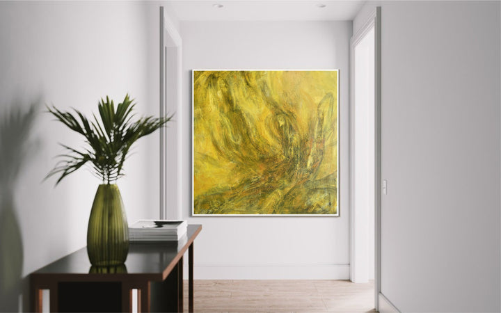 Abstract Yellow Acrylic Painting Original Textured Artwork Abstract Boho Style Wall Art for Home | YELLOW ABYSS