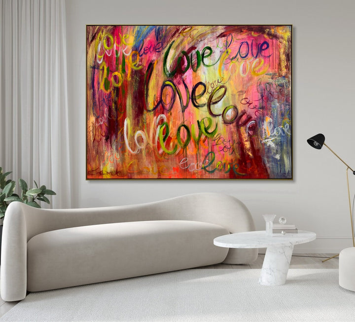 Abstract Colorful Acrylic Painting Original Love Wall Hanging Artwork Decor for Living Room | LOVE GRAFFITI 60"x80"