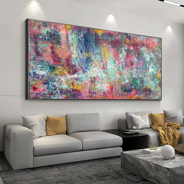 Original Colorful Oil Custom Painting Abstract Watercolor Style Modern Artwork Large Wall Art Decor for Bedroom | RAINBOW NOISE