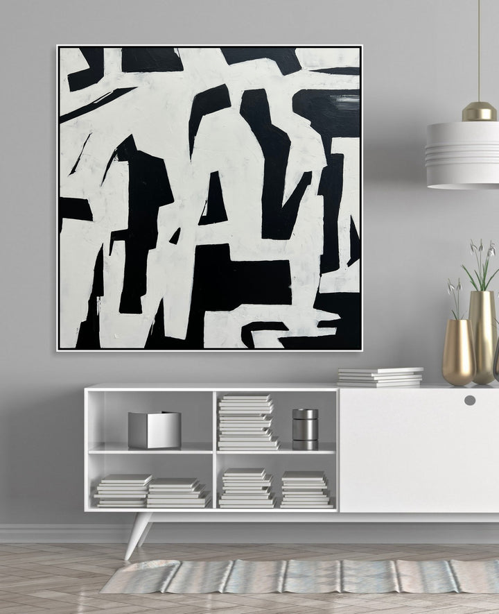 Modern Paintings Abstract Canvas Artwork Black And White Wall Art Framed Unique Painting Living Room Wall Art Canvas Home Decor | JAGGED OBSCURITY