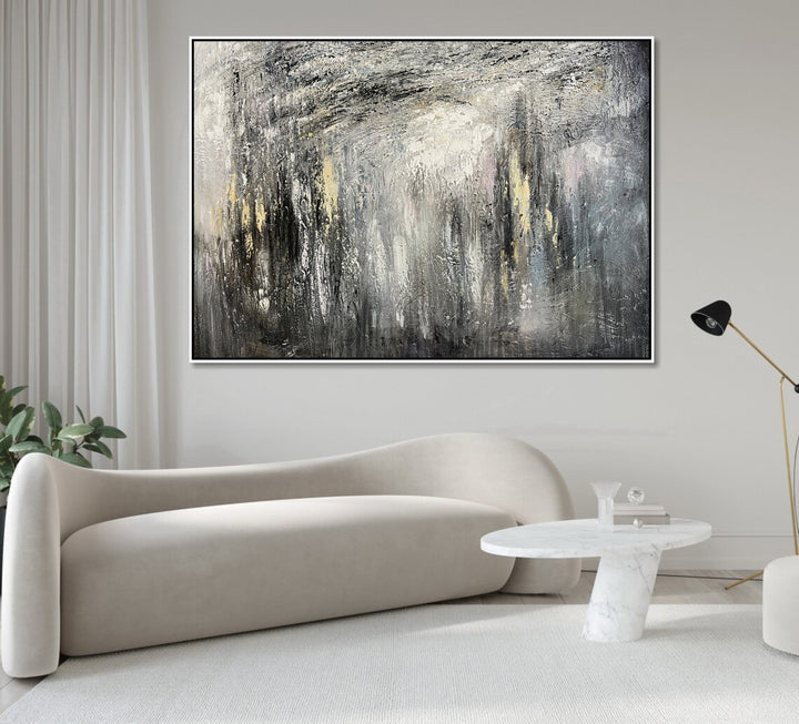 Grey And White Acrylic Painting Abstract Original Canvas Art Painting Custom Painting Frame Painting Home Decor Wall Art Creative Painting | MONOCHROMATIC REVERIE
