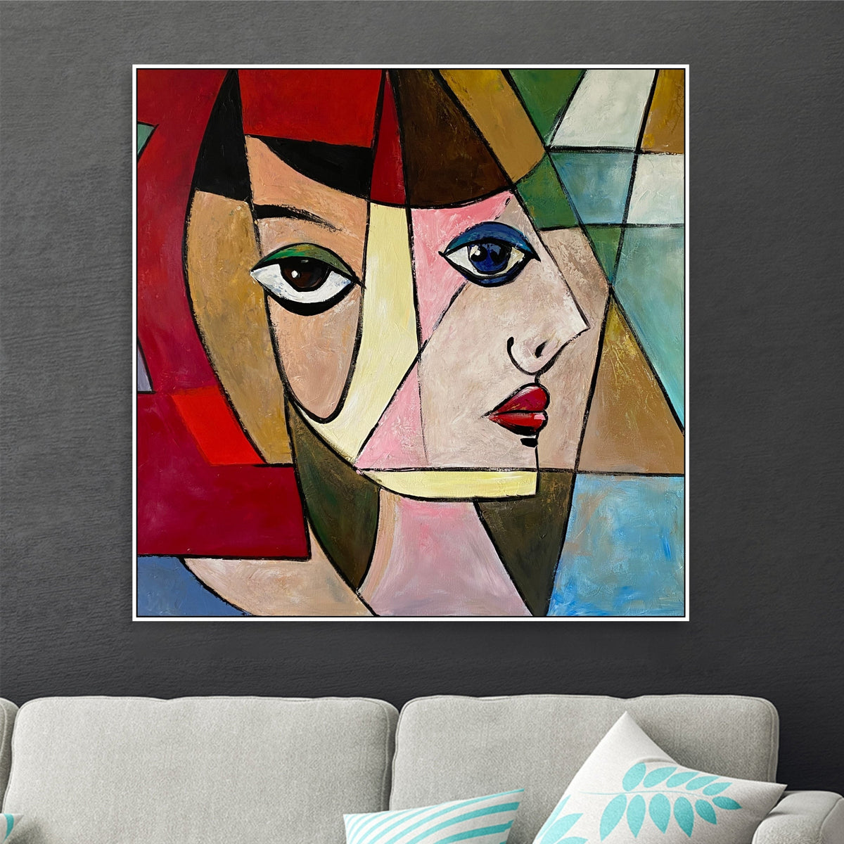Abstract Female Face Paintings On Canvas Cubist Colorful Art Modern ...