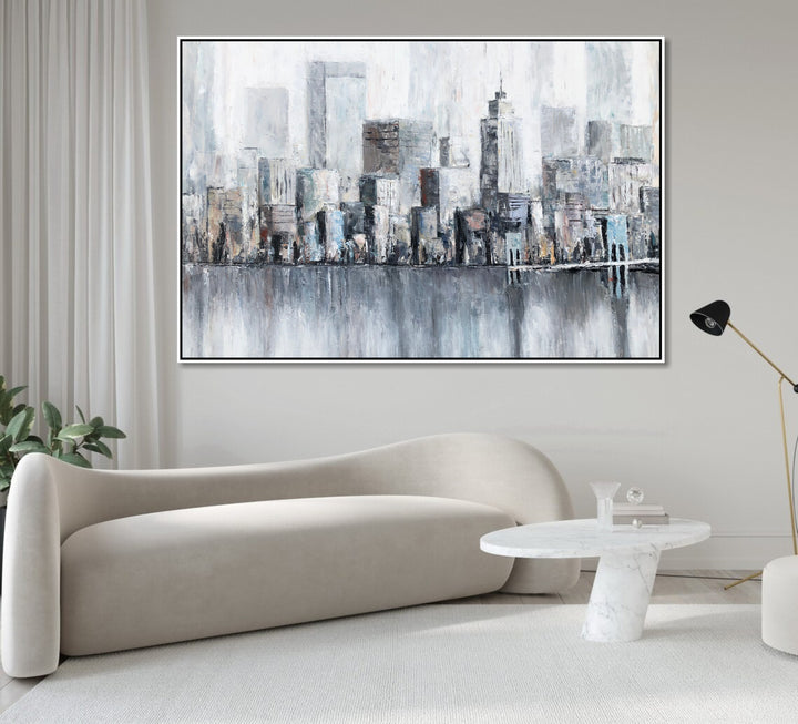 Abstract Painting Canvas Original Large Original Oil Paintings Wall Art On Canvas Cityscape Living Room Wall Art Framed Fine Art Painting | METROPOLITAN MIRAGE