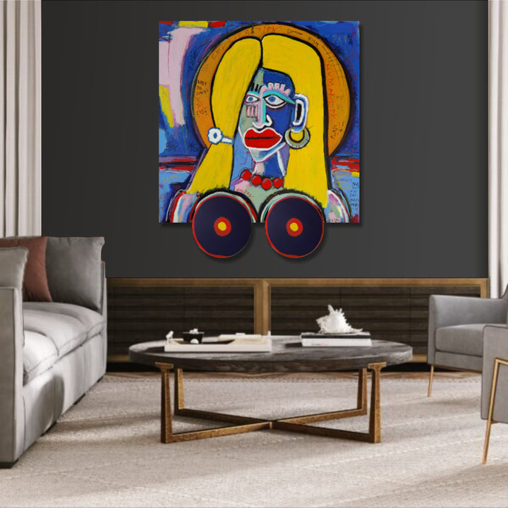 Abstract Woman Paintings On Canvas Original Picasso Style Art Exclusive Figurative Painting Sexy Girl Art for Home Wall Decor | LASS 36.2"x36.2"