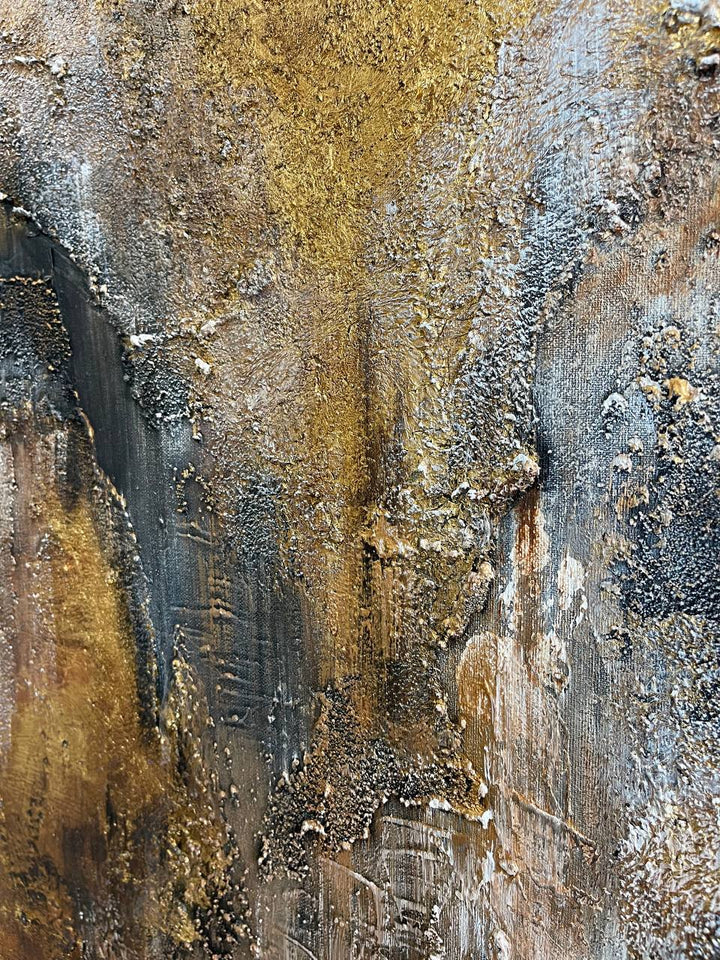 Original Gold Leaf Artwork Custom Oil Painting Abstract Textured Wall Art Decor for Bedroom | GOLDFIELD
