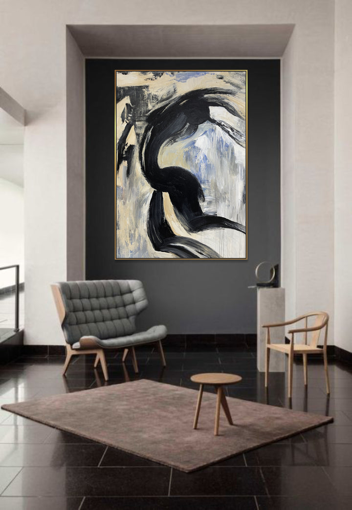 Original Black And White Oil Painting On Canvas Abstract Nude Painting Figurative Painting Minimalist Art Frame Painting | ABSTRACT NAKED 48"x36"
