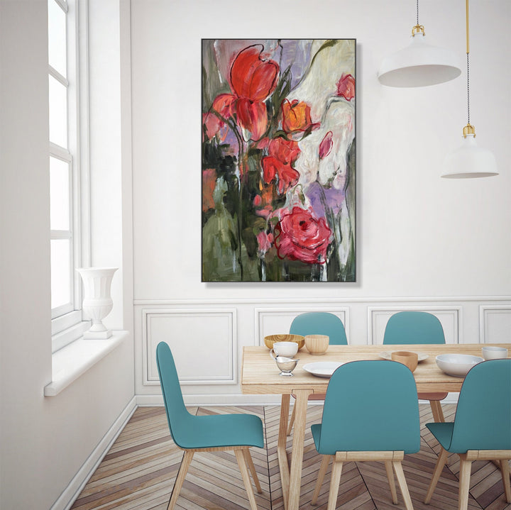 CRIMSON BLOOMS 54"x36"