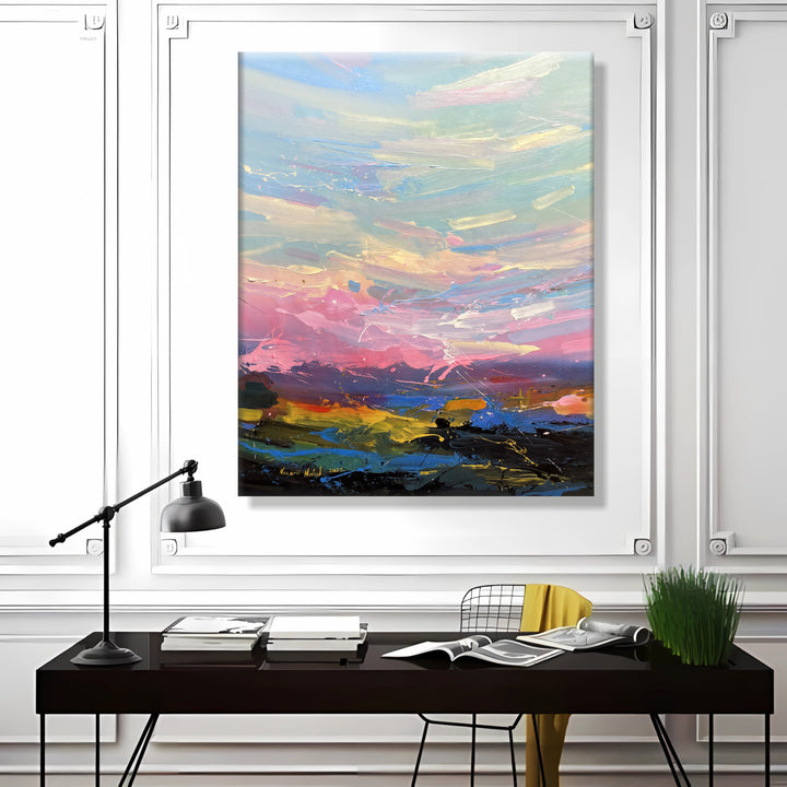 Sunset Paintings On Canvas Oil Paintings On Canvas Original Modern Painting Acrylic Creative Painting Unique Wall Art | Depth of nature 206 45.2"x39.3"