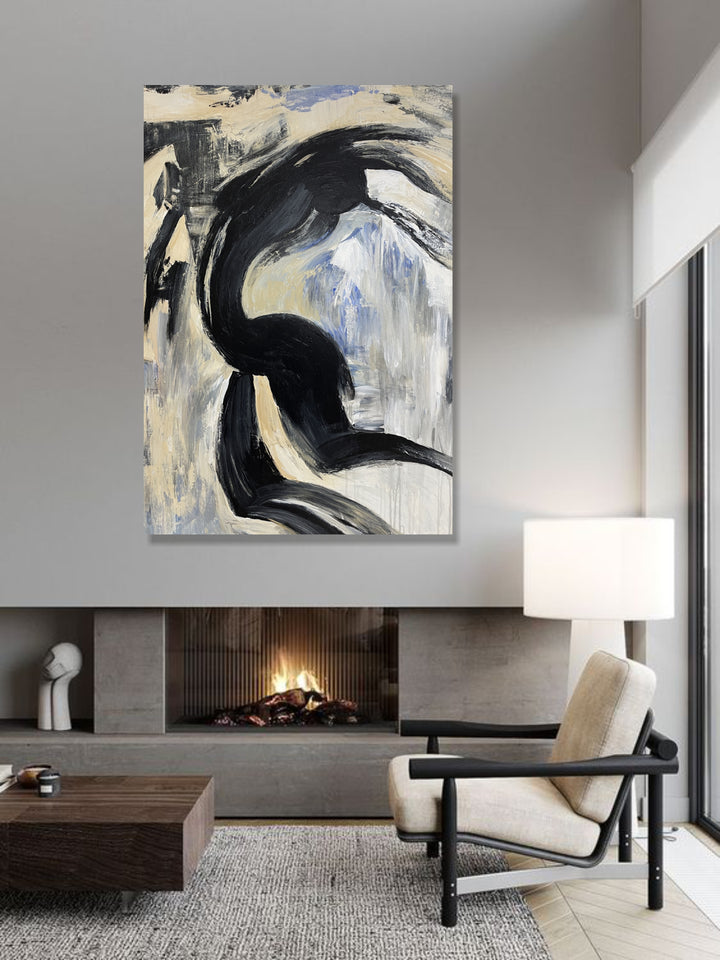 Original Black And White Oil Painting On Canvas Abstract Nude Painting Figurative Painting Minimalist Art Frame Painting | ABSTRACT NAKED 48"x36"
