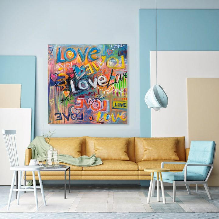 COLORFUL HEARTS 40"x40"