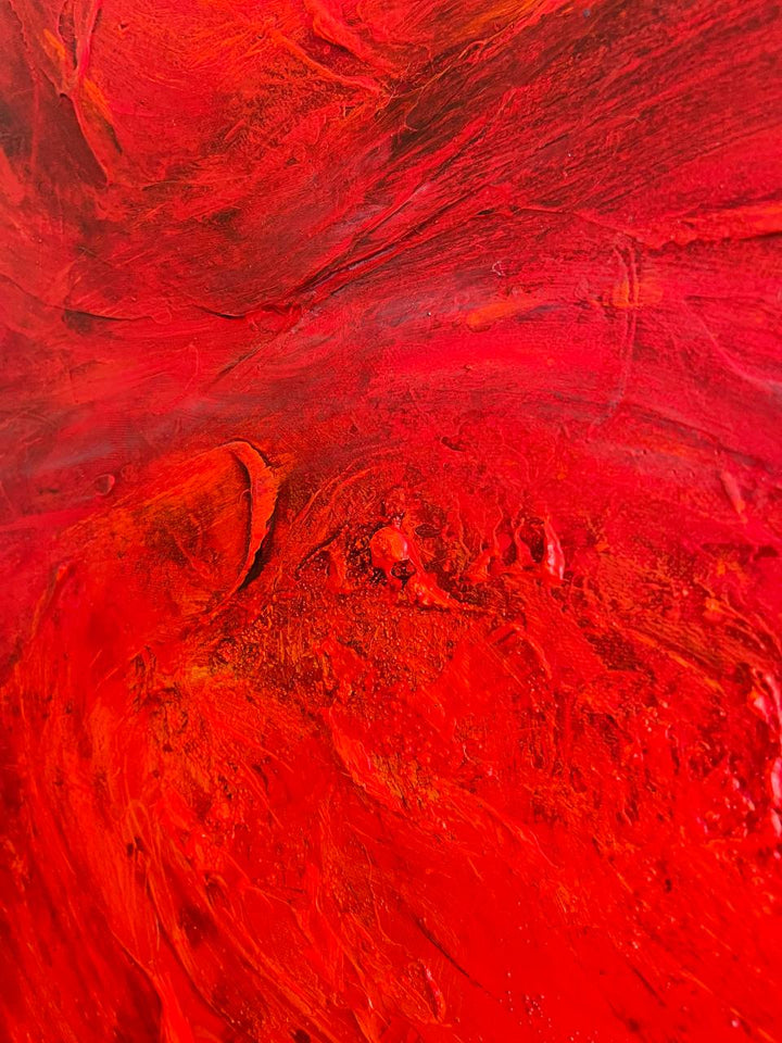 Red Custom Oil Painting On Canvas Original Wall Hanging Artwork Abstract Modern Decor for Home | RED ABYSS