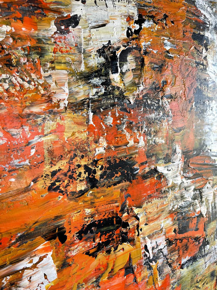 Abstract Orange Oil Painting On Canvas Original Colorful Textured Artwork Modern Decor for Home | DESERT CITY